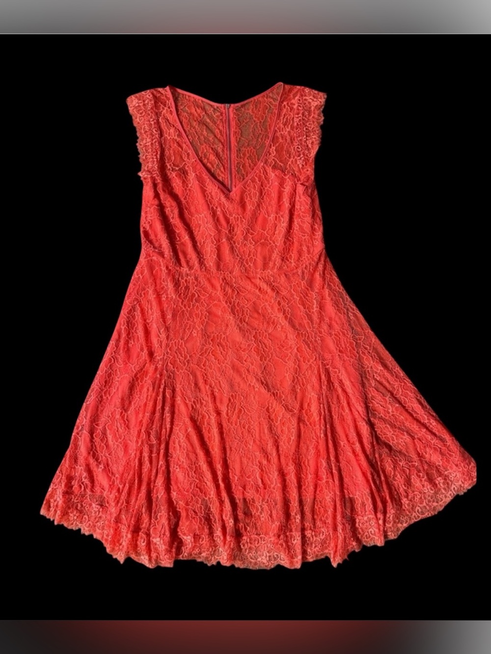 Torrid Coral Lace V-Neck Fit & Flare Dress